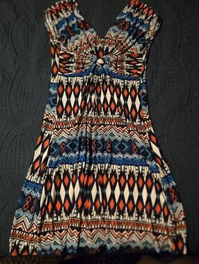 'Flirty Pink' Stretchy Rouched Summer Dress in Geometric Print